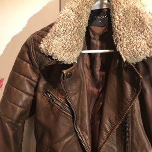Faux leather aviator jacket